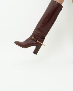 Vintage x POLLINI Red Leather Knee High Boots (7-8)