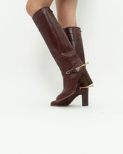 Load image into Gallery viewer, Vintage x POLLINI Red Leather Knee High Boots (7-8)