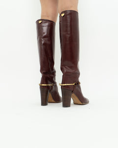 Vintage x POLLINI Red Leather Knee High Boots (7-8)