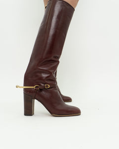 Vintage x POLLINI Red Leather Knee High Boots (7-8)