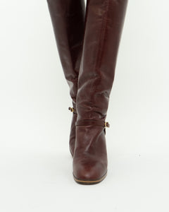 Vintage x POLLINI Red Leather Knee High Boots (7-8)