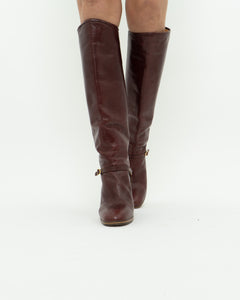 Vintage x POLLINI Red Leather Knee High Boots (7-8)