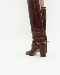 Vintage x POLLINI Red Leather Knee High Boots (7-8)