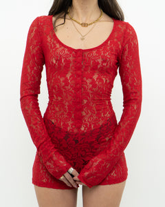 Modern x Red Lace Romper (S, M)