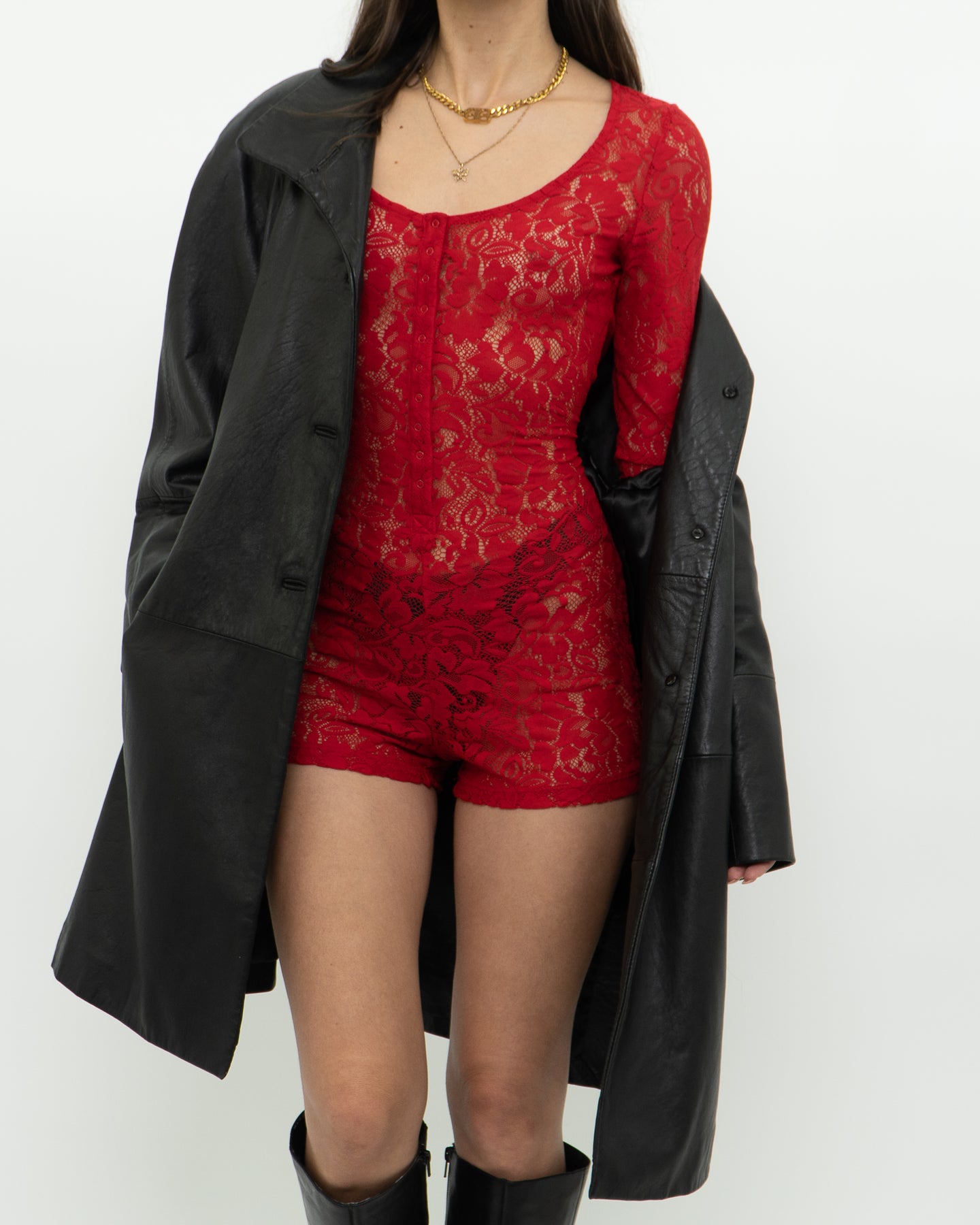 Modern x Red Lace Romper (S, M)