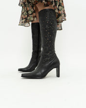 Load image into Gallery viewer, Vintage x Black Leather Floral Cutout Boots (6.5, 7)