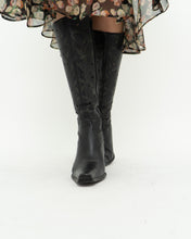 Load image into Gallery viewer, Vintage x Black Leather Floral Cutout Boots (6.5, 7)