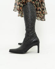 Load image into Gallery viewer, Vintage x Black Leather Floral Cutout Boots (6.5, 7)