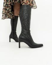 Load image into Gallery viewer, Vintage x Black Leather Floral Cutout Boots (6.5, 7)