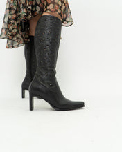 Load image into Gallery viewer, Vintage x Black Leather Floral Cutout Boots (6.5, 7)