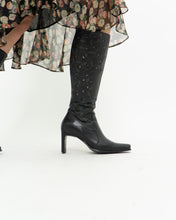 Load image into Gallery viewer, Vintage x Black Leather Floral Cutout Boots (6.5, 7)