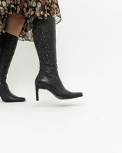 Load image into Gallery viewer, Vintage x Black Leather Floral Cutout Boots (6.5, 7)