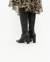 Load image into Gallery viewer, Vintage x Black Leather Floral Cutout Boots (6.5, 7)