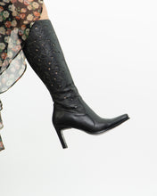 Load image into Gallery viewer, Vintage x Black Leather Floral Cutout Boots (6.5, 7)