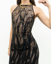 Load image into Gallery viewer, Vintage x Black Metallic Semi-Sheer Floral Dress (S)