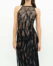 Load image into Gallery viewer, Vintage x Black Metallic Semi-Sheer Floral Dress (S)