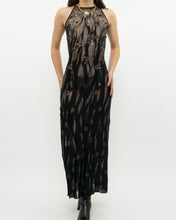 Load image into Gallery viewer, Vintage x Black Metallic Semi-Sheer Floral Dress (S)