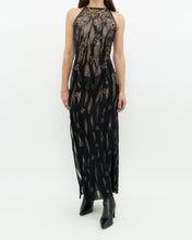 Load image into Gallery viewer, Vintage x Black Metallic Semi-Sheer Floral Dress (S)