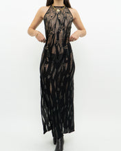 Load image into Gallery viewer, Vintage x Black Metallic Semi-Sheer Floral Dress (S)