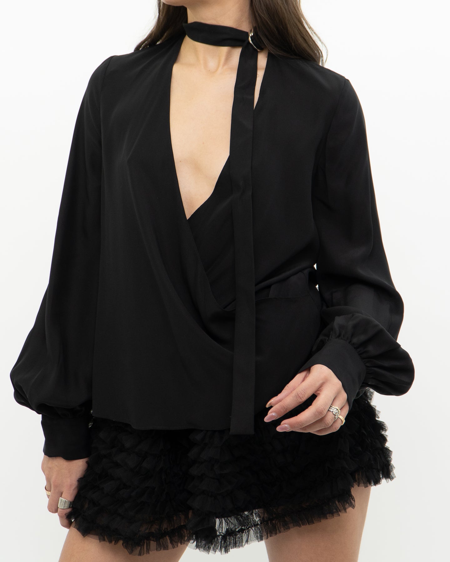 ALEXIS x Black Pure Silk Top (S, M)