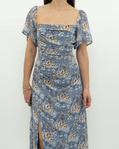 ASTR THE LABEL x Blue Ruffled Floral Dress (M)