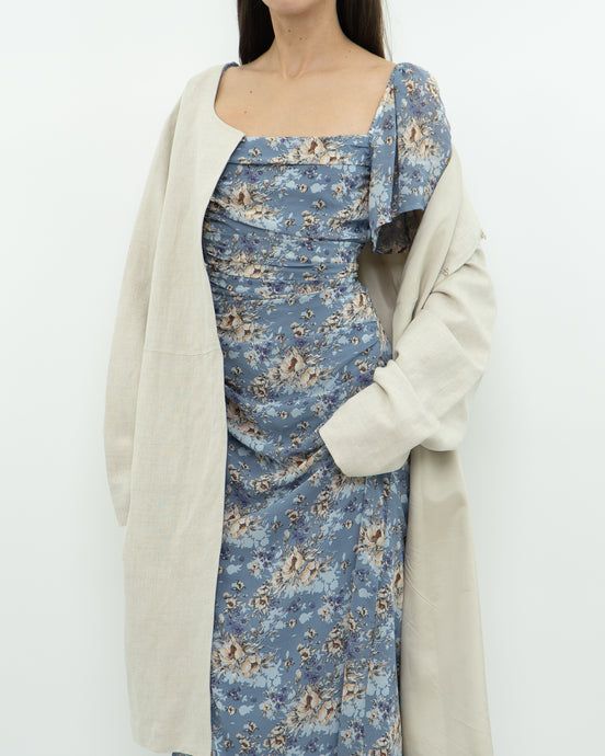 ASTR THE LABEL x Blue Ruffled Floral Dress (M)