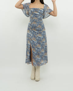 ASTR THE LABEL x Blue Ruffled Floral Dress (M)