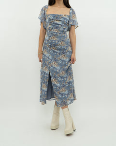 ASTR THE LABEL x Blue Ruffled Floral Dress (M)