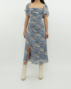 ASTR THE LABEL x Blue Ruffled Floral Dress (M)