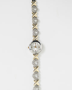 Vintage x Gold, Silver Rhinestone Heart Watch