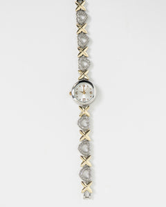 Vintage x Gold, Silver Rhinestone Heart Watch