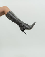 Load image into Gallery viewer, Vintage x Grey Snakeskin Sock Boots (6, 6.5)