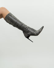 Load image into Gallery viewer, Vintage x Grey Snakeskin Sock Boots (6, 6.5)