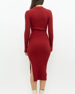 Vintage x ABRECOMBIE & FITCH x Red Fine Knit Bodycon Dress (XS)