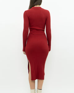 Vintage x ABRECOMBIE & FITCH x Red Fine Knit Bodycon Dress (XS)