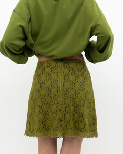 Vintage x Green Floral Lace Skirt (S, M)