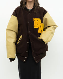 Vintage x Brown Felt & Leather Varsity Jacket (M-XL)