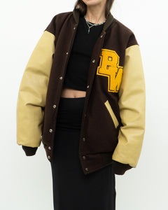 Vintage x Brown Felt & Leather Varsity Jacket (M-XL)