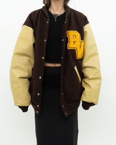 Vintage x Brown Felt & Leather Varsity Jacket (M-XL)