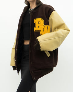 Vintage x Brown Felt & Leather Varsity Jacket (M-XL)