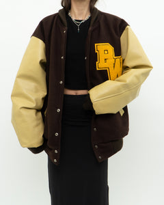 Vintage x Brown Felt & Leather Varsity Jacket (M-XL)