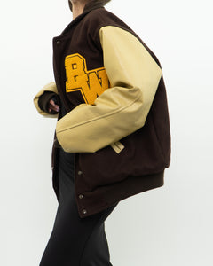 Vintage x Brown Felt & Leather Varsity Jacket (M-XL)