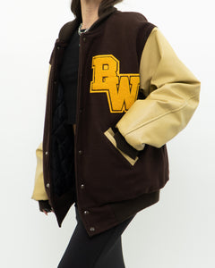 Vintage x Brown Felt & Leather Varsity Jacket (M-XL)