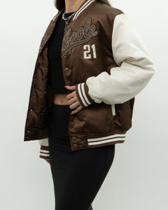 Vintage x SOUTHPOLE Brown Satin Varsity Jacket (XS-M)