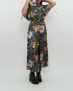 Modern x Green Floral Satin Jumpsuit (XS, S)