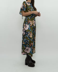 Modern x Green Floral Satin Jumpsuit (XS, S)