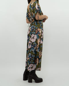 Modern x Green Floral Satin Jumpsuit (XS, S)