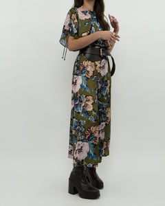 Modern x Green Floral Satin Jumpsuit (XS, S)