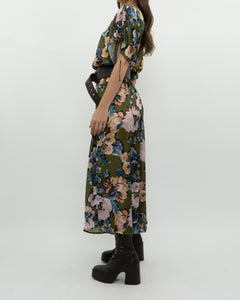 Modern x Green Floral Satin Jumpsuit (XS, S)