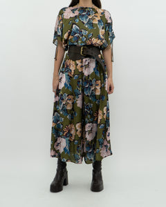 Modern x Green Floral Satin Jumpsuit (XS, S)